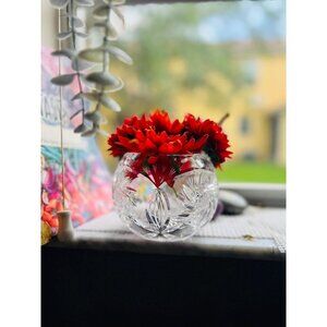 Vintage Cut Crystal Rose Bowl Vase|European Pinwheel Fan Cut|Wedding|Centerpiece